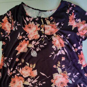 Amclos Women's Soft Tunic Top V-Neck Short Sleeve Blouse Size 2XL 28" long